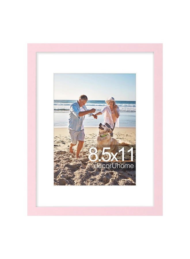 decorUhome 8.5x11 Picture Frame, Display Pictures 6x8 with Mat or 8.5x11 without Mat, Wall & Tabletop Display Certificate Frame, Pink, 1 Pack - Image 1
