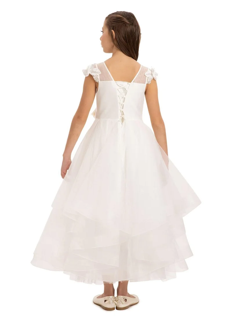 VIA BAMBINO Girls' Hi-Low Tiered Tulle Gown
