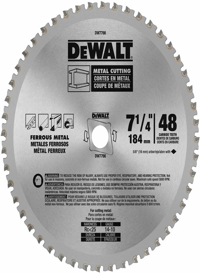 DEWALT Circular Saw Blade, 7 1/4 Inch, 48 Tooth, Ferrous Metal Cutting (DWA7766) - Image 1