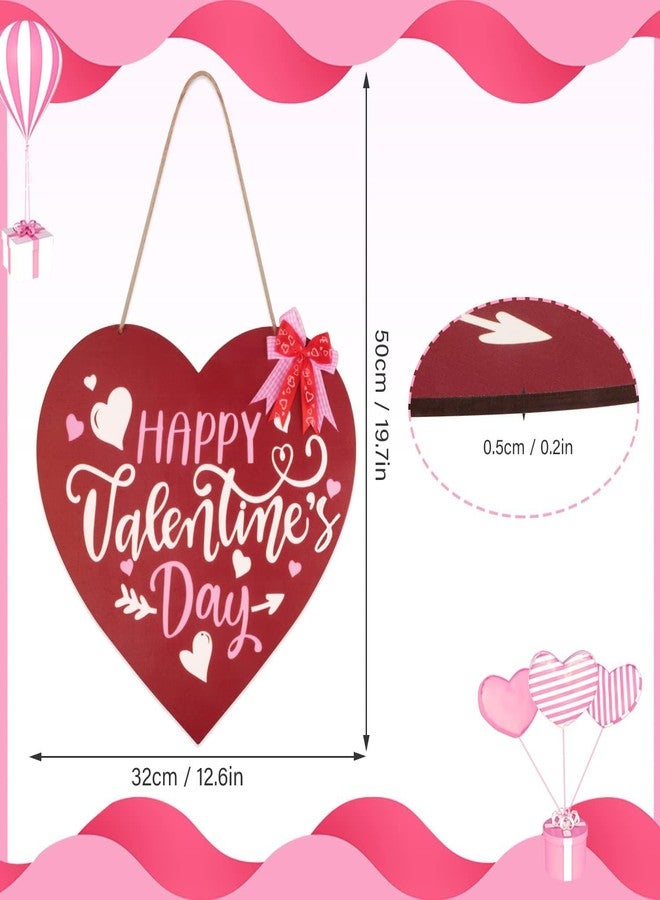 Fangoo Valentines Day Door Sign Valentine's Day Wooden Hanging Sign Happy Valentine's Day Wreath Sign Valentine's Day Front Door Hanging Sign for Valentine's Day Home Window Door Wall Outdoor Decor - Image 2