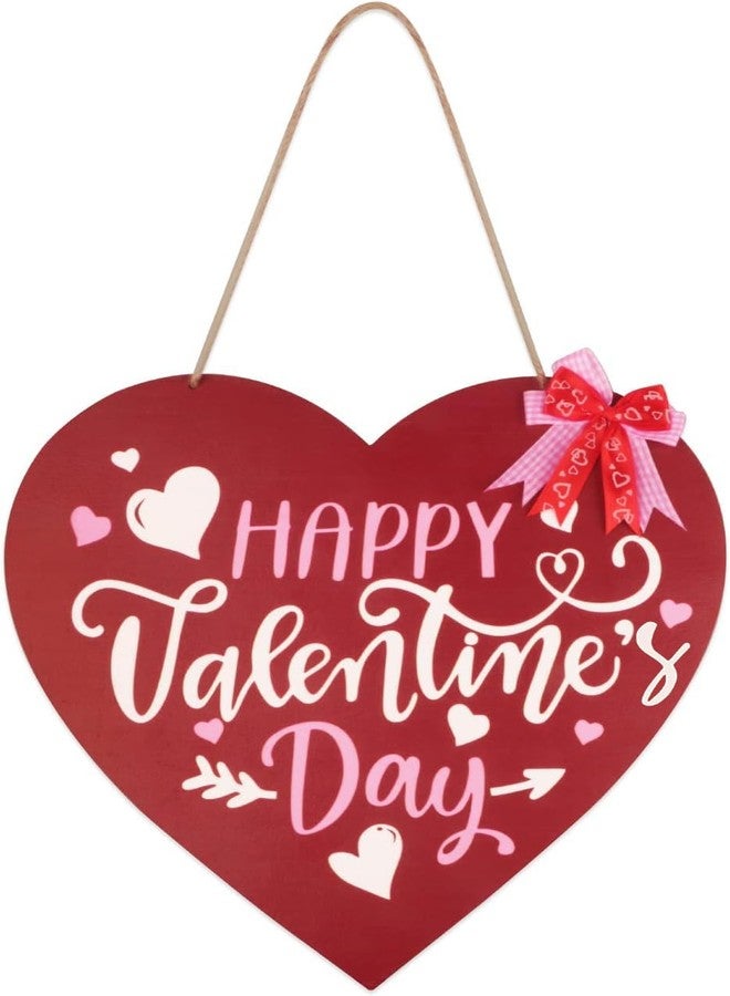 Fangoo Valentines Day Door Sign Valentine's Day Wooden Hanging Sign Happy Valentine's Day Wreath Sign Valentine's Day Front Door Hanging Sign for Valentine's Day Home Window Door Wall Outdoor Decor - Image 1