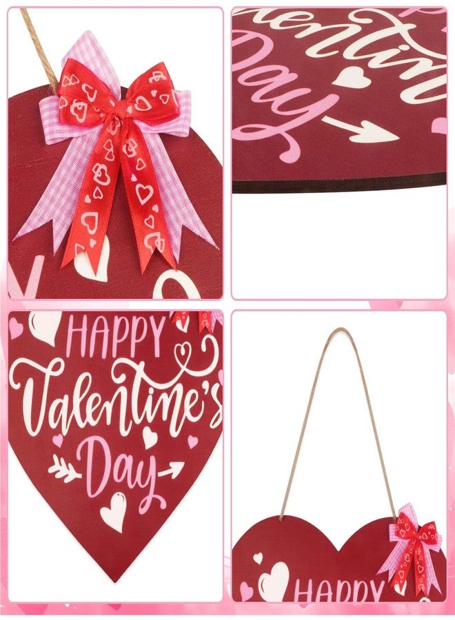 Fangoo Valentines Day Door Sign Valentine's Day Wooden Hanging Sign Happy Valentine's Day Wreath Sign Valentine's Day Front Door Hanging Sign for Valentine's Day Home Window Door Wall Outdoor Decor - Image 3