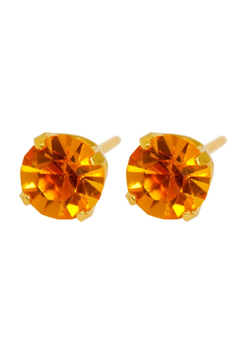 Caflon Fashion Sense Gold Plated Topaz Tiffany Earring - 5 Mm