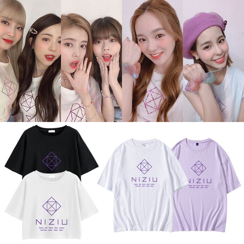 NIZIU Combination Concert Peripheral Clothes Same Style Short-sleeved T-shirt Loose Shoulder Shoulder Navel Half-sleeved Printed Singing Clothes - Image 2