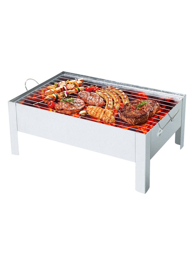 AL SANIDI Charcoal grill for trips, Portable Charcoal Grill, Silver, Size 24*39 Cm - Image 2