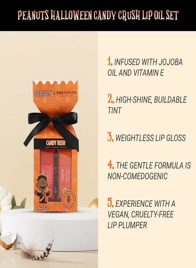 Profusion Cosmetics Peanuts Halloween Candy Crush Lip Oil Set, Nourishing Lip Tint with A High-Shine Finish, Infused With Jojoba Oil and Vitamin E - Image 2