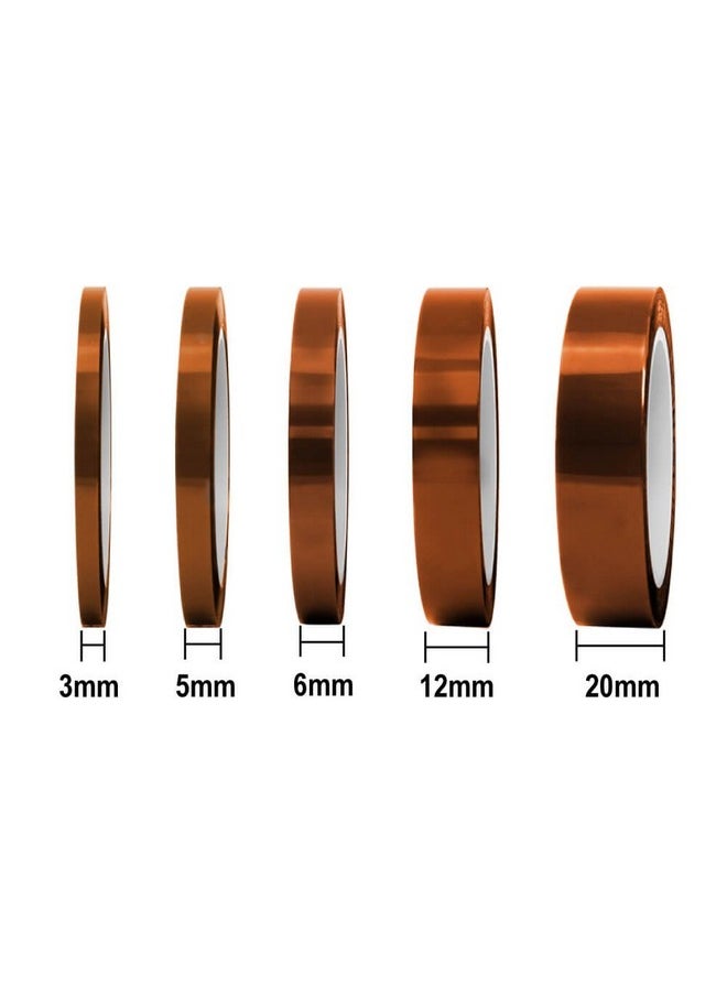 selizo High Temp Tape, 5 Pack Multi - Sized 1/8”, 15/64”, 15/64”, 15/32”, 5/64”, Heat Resistance Up To 280℃ (536℉)  - Image 3