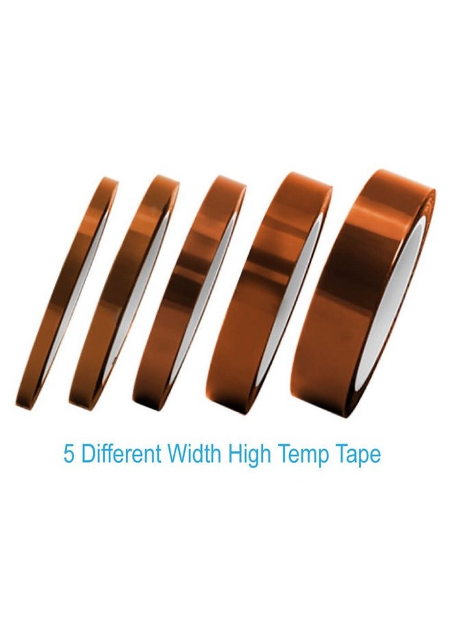 selizo High Temp Tape, 5 Pack Multi - Sized 1/8”, 15/64”, 15/64”, 15/32”, 5/64”, Heat Resistance Up To 280℃ (536℉)  - Image 2