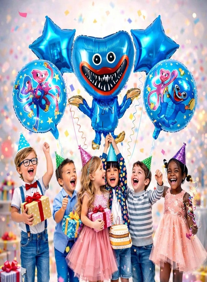 Fun Affairs Puppy Playtime Blue Cartoon Theme Happy Birthday Foil Balloon 18 Inch - Round Printed Party Balloon for Kids Birthday Decoration, Helium Supported, 5 Pcs - Image 5