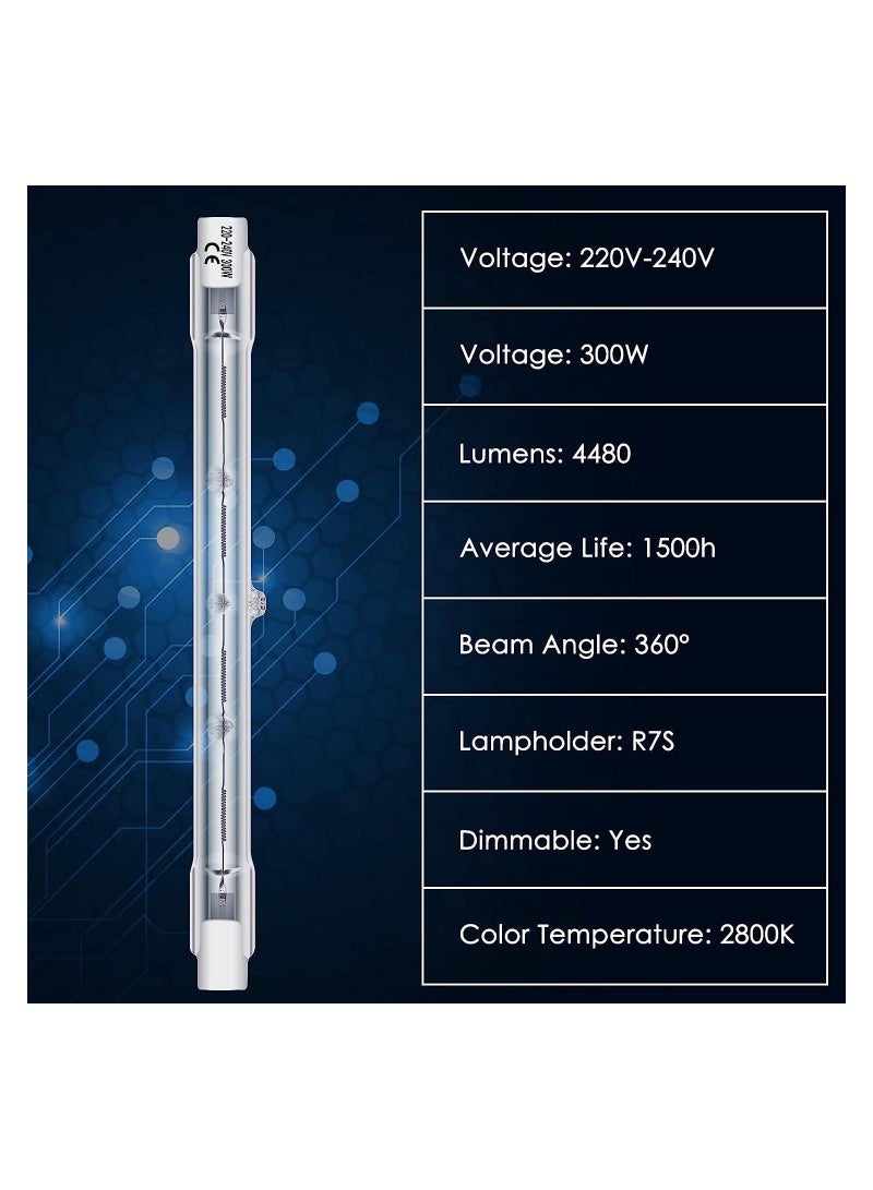 R7s Linear Halogen Floodlight, Dimmable Light Bulb 118mm 300W 2800K, J Type Double Ended Base Bulbs Warm White for Floodlight, Landscape and Work Light, 6Pcs (Energy Class G) - Image 5
