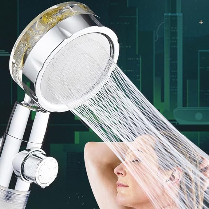 360     HighPressure Handheld Shower Head with Filter  Fan WaterSaving 360 Rotatable  Without Hose and Holder - Image 3