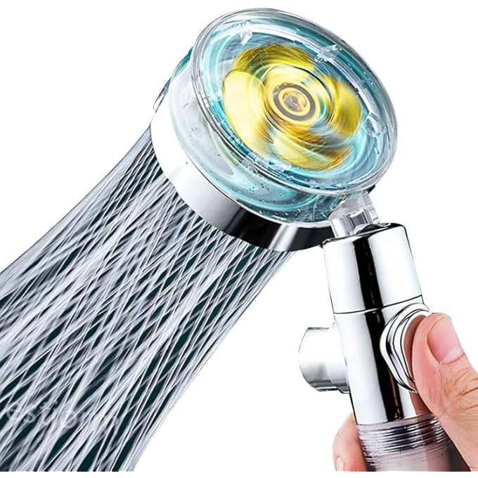 360     HighPressure Handheld Shower Head with Filter  Fan WaterSaving 360 Rotatable  Without Hose and Holder - Image 2