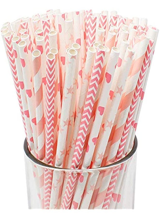 Magic Providers Disposable Drinking Paper Straw - Pack of 150 Pipes for Mojito | Juices & Other Drinks | 100% Natural Biodegradable Hygienic Hard Durable | Eco-Friendly (Assorted Design & Color, 8mm) - Image 1