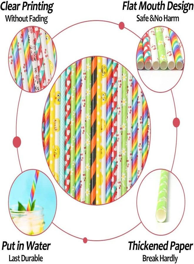 Magic Providers Disposable Drinking Paper Straw - Pack of 150 Pipes for Mojito | Juices & Other Drinks | 100% Natural Biodegradable Hygienic Hard Durable | Eco-Friendly (Assorted Design & Color, 8mm) - Image 3