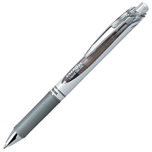 Pentel EnerGel RTX Retractable Liquid Gel Ink Pen, (0.7mm) Medium line, Gray Ink, Box of 12 Pens (BL77-N) - Image 2