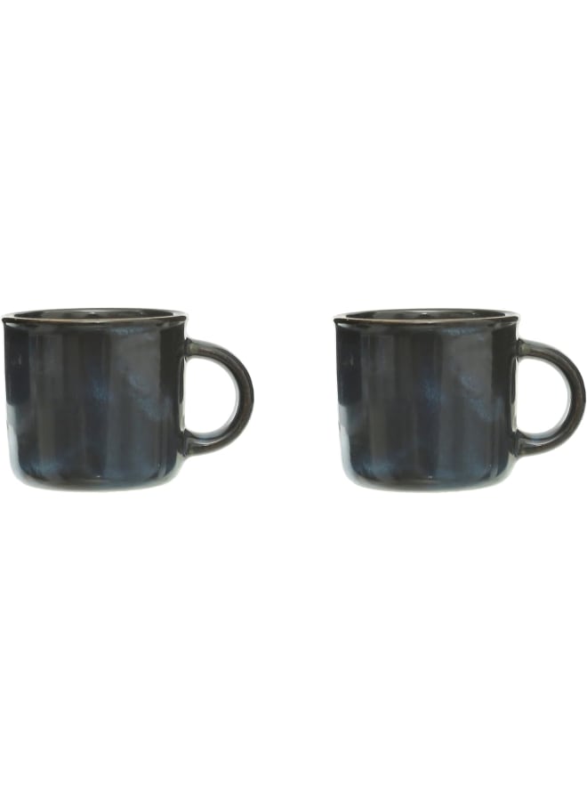 Rosa Fm Jeans/Rim: Enamel Coffee Cup Set 2-Pieces, Dark Brown/Blue 300ml Durable enamel - Image 1
