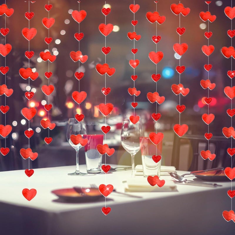 RUIZHUO 6.6Ft Valentines Day Decorations 3D Heart Paper Garland, 32pcs Hearts in Red & Pink No DIY Hanging Decoration Red Heart Shape String Ornament for Valentines/Anniversary/Wedding/Birthday Party Supplies - Image 5