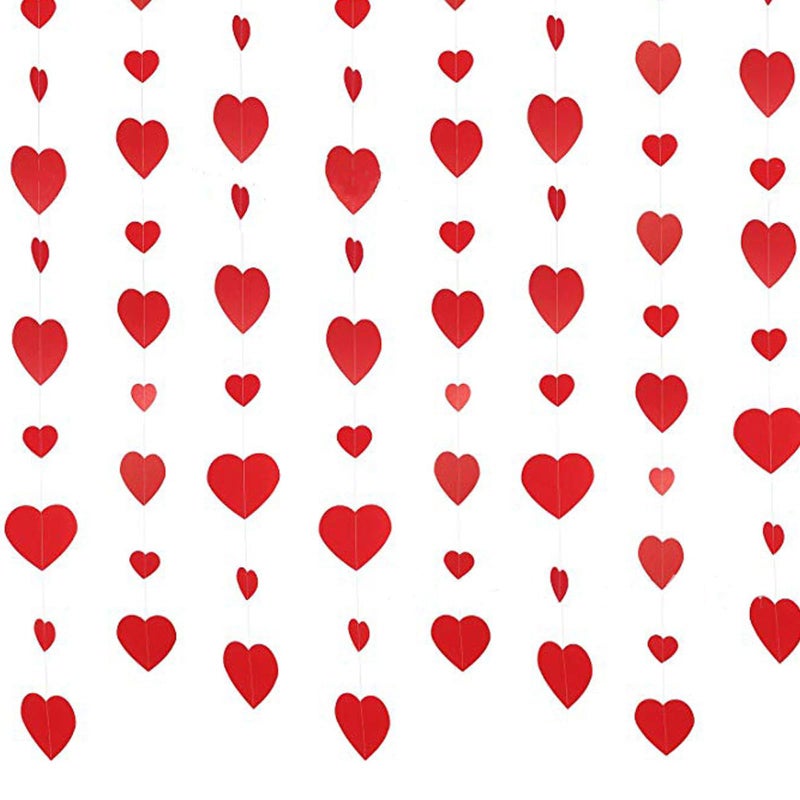 RUIZHUO 6.6Ft Valentines Day Decorations 3D Heart Paper Garland, 32pcs Hearts in Red & Pink No DIY Hanging Decoration Red Heart Shape String Ornament for Valentines/Anniversary/Wedding/Birthday Party Supplies - Image 1