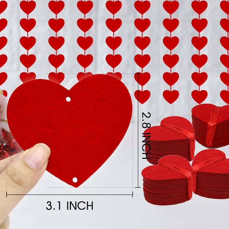RUIZHUO 6.6Ft Valentines Day Decorations 3D Heart Paper Garland, 32pcs Hearts in Red & Pink No DIY Hanging Decoration Red Heart Shape String Ornament for Valentines/Anniversary/Wedding/Birthday Party Supplies - Image 2