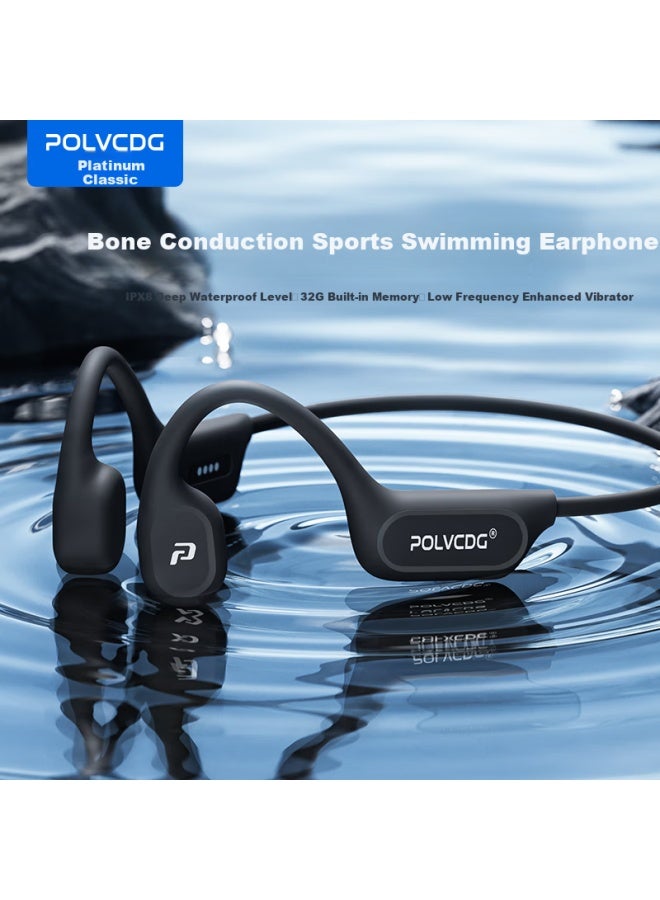 Polvcdg X9 Bone Conduction Swimming Headphones, Sports Bluetooth Earphones, Open-ear Non-in Running Cycling Fitness-specific Waterproof Sweat-resistant Long Battery Life Call Noise Reduction Ear-hook Style Headphones - Image 1