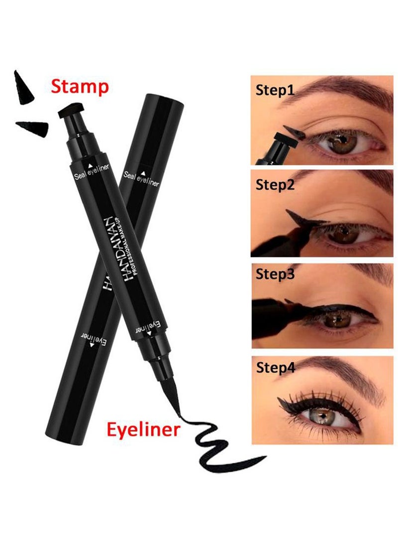 Handaiyan - Liquid Eyeliner Waterproof 2 in 1 Stamp Liner Professional Makeup Long Lasting Matte Finish Quick Smudge Proof Hyper Drying Resistant Stay All Day Waterline Winged Instant Result(Classic Black) - Image 1