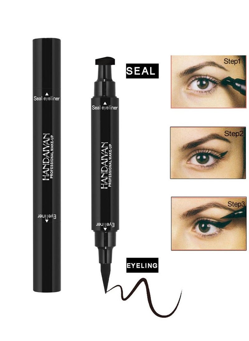 Handaiyan - Liquid Eyeliner Waterproof 2 in 1 Stamp Liner Professional Makeup Long Lasting Matte Finish Quick Smudge Proof Hyper Drying Resistant Stay All Day Waterline Winged Instant Result(Classic Black) - Image 1
