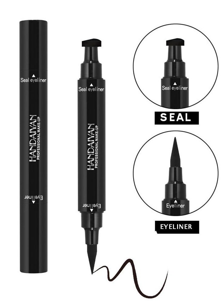 Handaiyan - Liquid Eyeliner Waterproof 2 in 1 Stamp Liner Professional Makeup Long Lasting Matte Finish Quick Smudge Proof Hyper Drying Resistant Stay All Day Waterline Winged Instant Result(Classic Black) - Image 1