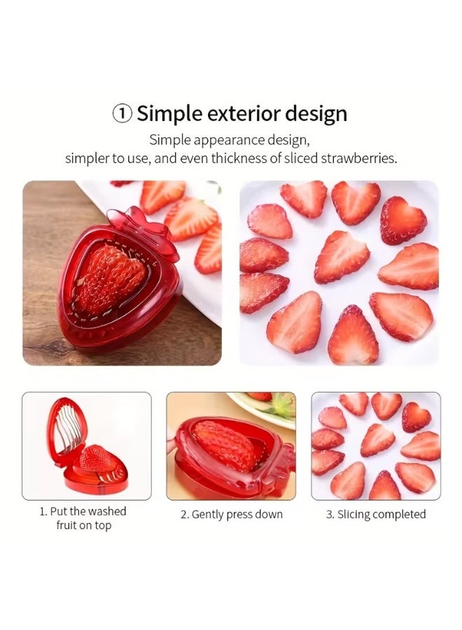 Goolsky Stainless Steel Manual Strawberry Slicer - Ergonomic Fruit Slicer with Bent Blades for Berries, Cherries, Apples | No Electricity Needed, Easy-Clean Kitchen Tool for Smoothies, Desserts & Breakfast Prep, Visually Appealing Kitchenware | Easyclean Material - Image 4