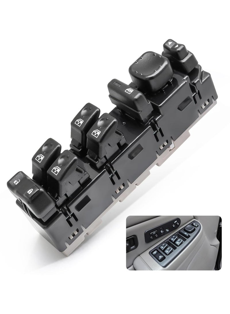TLAXCA 15883323 Master Window Switch for 2003-2007 Chevrolet Silverado Avalanche Suburban Tahoe Cadillac Escalade ESV EXT GMC Yukon Sierra Yukon XL Left Driver Side Door Lock Power Window Switch - Image 1