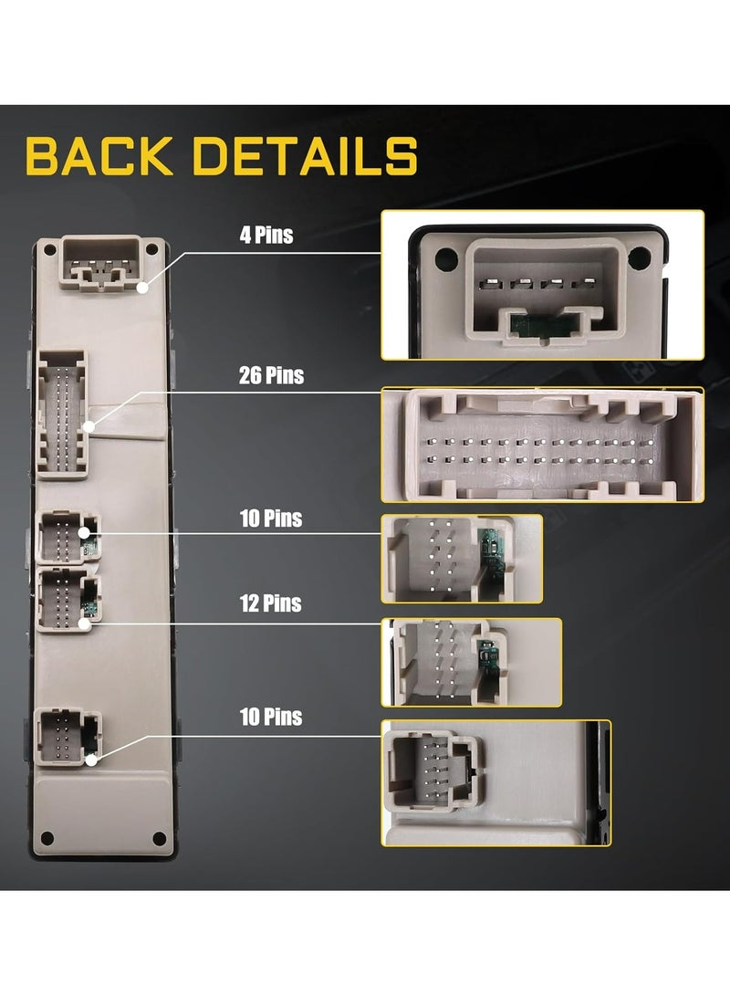 TLAXCA 15883323 Master Window Switch for 2003-2007 Chevrolet Silverado Avalanche Suburban Tahoe Cadillac Escalade ESV EXT GMC Yukon Sierra Yukon XL Left Driver Side Door Lock Power Window Switch - Image 5