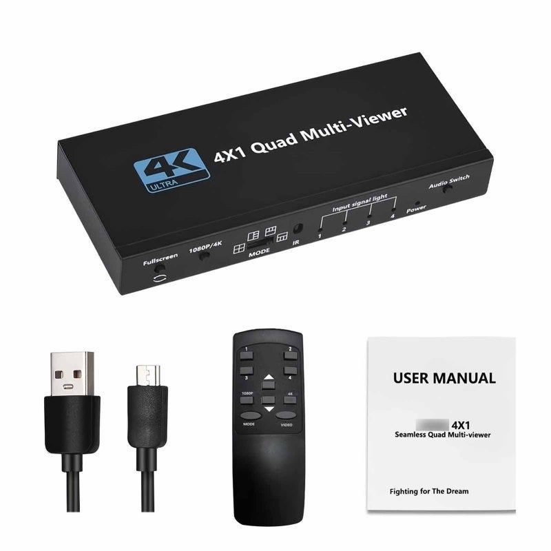 HDMI 4K@30Hz HDMI Switch 4 In 1 Out Seamless Signal Switching Splitter - Remote Control Compact Size for Home Office Gaming Setup - Image 1