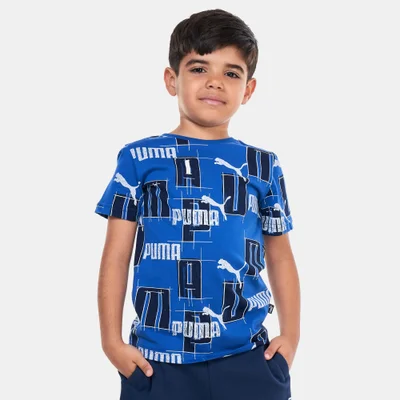 PUMA Kids' Essentials+ Logo Lab Allover Print T-Shirt