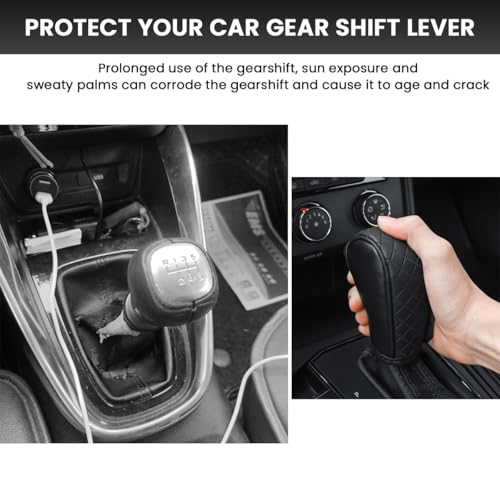 STHIRA® Premium PU Leather Car Gear Knob Cover Universal Fit, Anti-Slip & Durable Car Gear Cover for All Vehicle Models, Easy Slip-On Installation, Scratch Protection & Stylish Interior Upgrade - Image 3