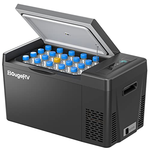 BougeRV 12 Volt Refrigerator 12V Car Fridge 23 Quart Portable Freezer Compressor Cooler 12/24V DC 110~240V AC for Truck Van RV SUV Boat Travel Camping Road Trips Tailgating -8℉~50℉ (Black) - Image 1