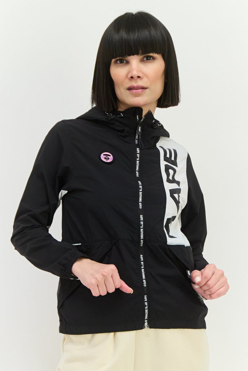 Aape By A Bathing Ape Women Brand Logo Windbreaker Jacket, Black - Image 1