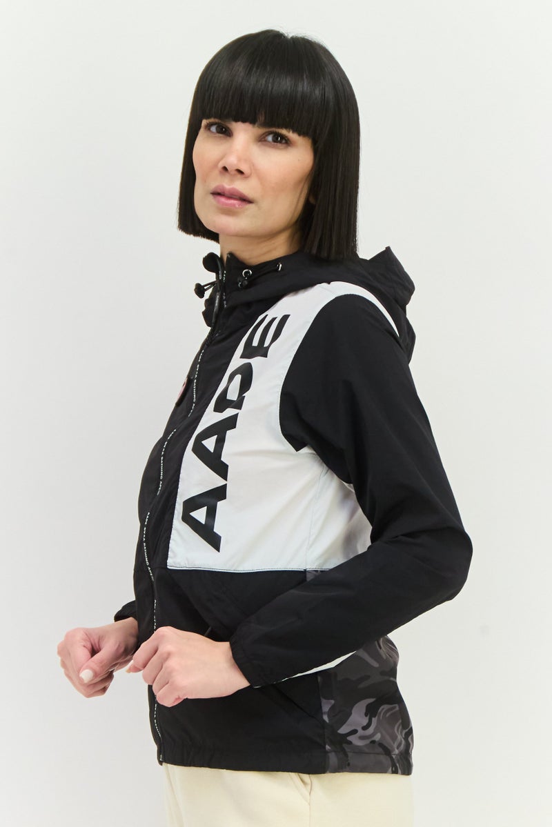 Aape BY *A BATHING APE® Women Brand Logo Windbreaker Jacket, Black - Image 2