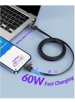 Excefore 4 in 1 Charging Cable, USB A to USB C to Lightning Cable 4ft, 60W Fast Charging & Data Transfer, Travel Charger for Multiple Devices, All in One Multi Charger Cord for iPhone 15 Pro Max iPad  - Image 3