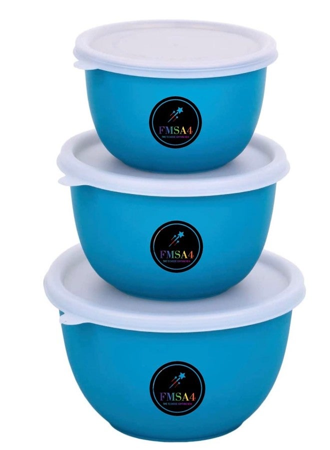 fmsa4 Microwave Safe Bowl with lid Steeliness steels containers Bowl airtight lids Bowl Mixing Bowl Stainless Steel Bowl Bowls Tiffin Lunch Box (Blue) - Image 1