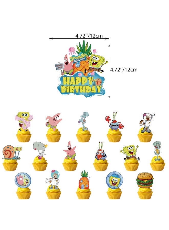 Party Spongebob Balloon Set with Happy Birthday Banner, Balloons, Cake Inserts, Perfect for Graduation Baby Shower Birthday Bachelorette Party Backdrop Decoration, Suitable for Indoor and Outdoor - Image 5
