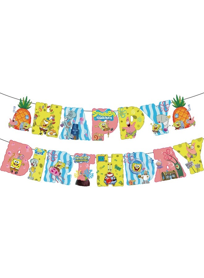 Party Spongebob Balloon Set with Happy Birthday Banner, Balloons, Cake Inserts, Perfect for Graduation Baby Shower Birthday Bachelorette Party Backdrop Decoration, Suitable for Indoor and Outdoor - Image 3