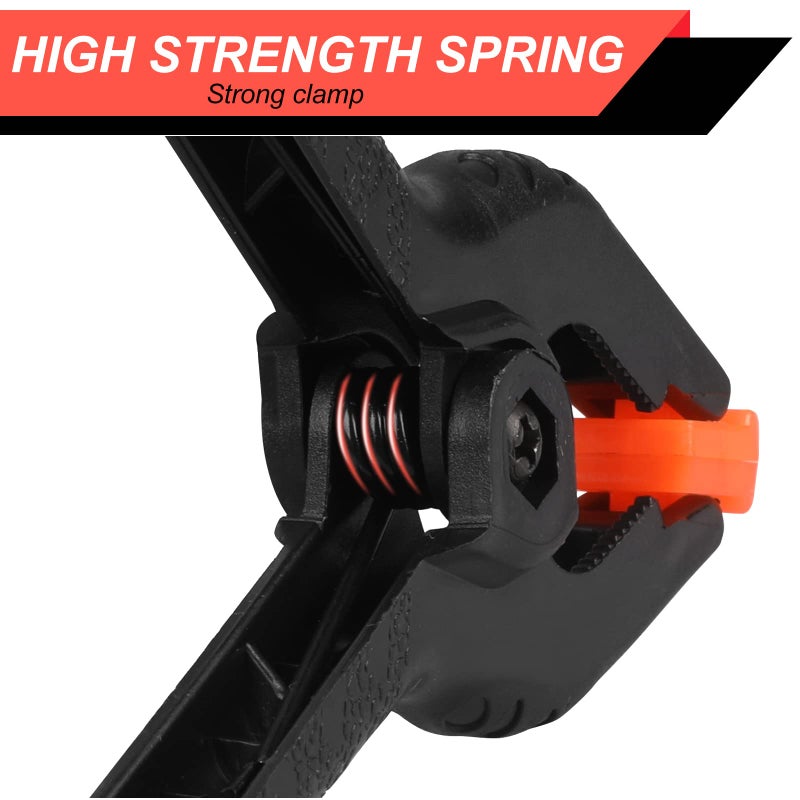 Romeda 4 Pack Spring Clamps, 6inch Plastic Clips, Backdrop Clips, Big Clamps Heavy Duty, Spring Clips for Crafts, Backdrop Stand, Woodworking, Photography Studios (Black) - Image 5