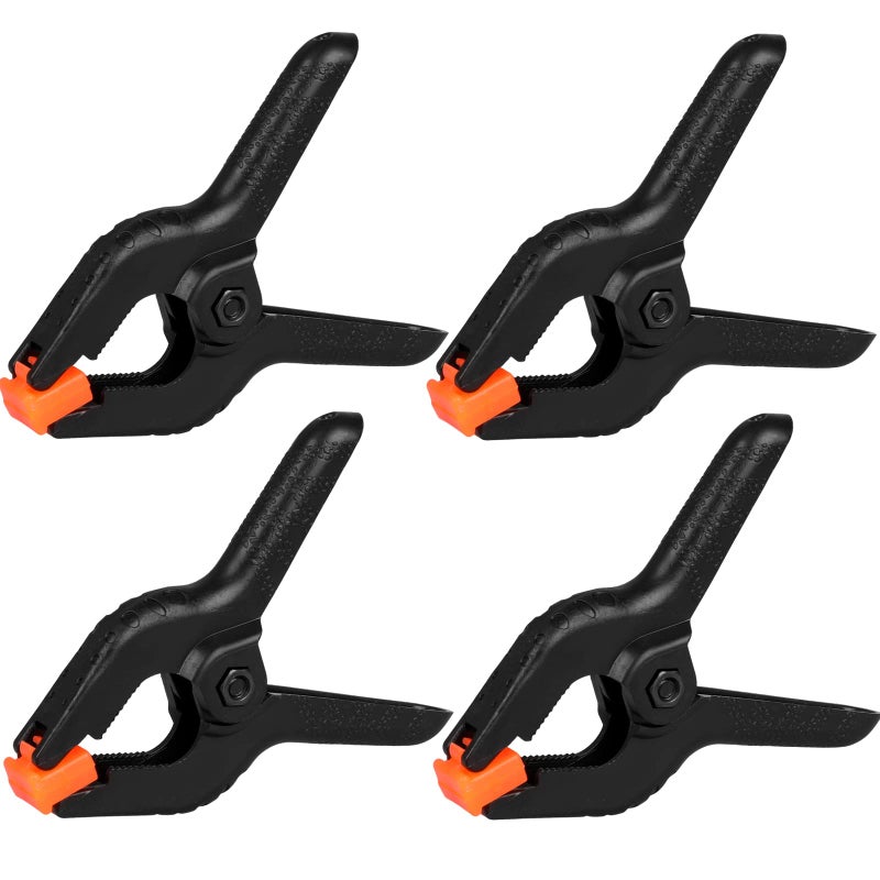 Romeda 4 Pack Spring Clamps, 6inch Plastic Clips, Backdrop Clips, Big Clamps Heavy Duty, Spring Clips for Crafts, Backdrop Stand, Woodworking, Photography Studios (Black) - Image 1