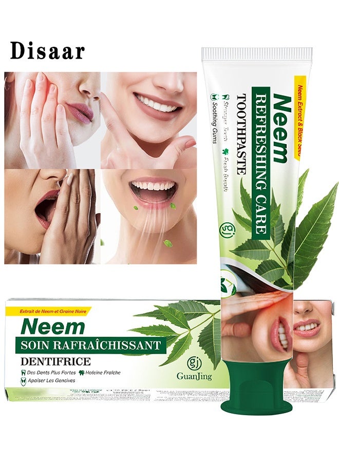 Disaar Natural Neem Refreshing Care Toothpaste, Neem Toothpaste Organic Fluoride-Free With Mint, Herbal Formula For Healthy Teeth And Gums, Non-GMO, Vegan, Gluten Free, 100G - Image 1