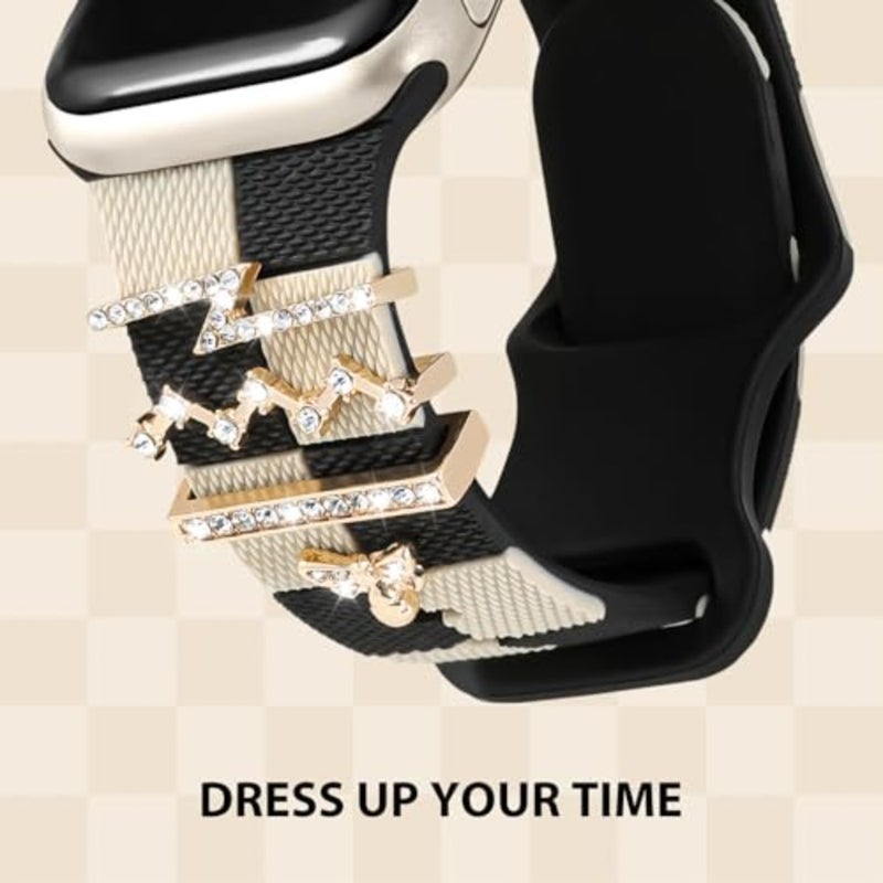 Silicone Strap for Apple watch band 38mm 40mm 41mm 42mm 44mm 45mm 46mm 49mm with Bling Bee Charms, Soft Sport Bracelet for iWatch Bands Series 11 10 9 8 7 6 5 4 3 SE SE2 SE3 Ultra for Women - Image 2