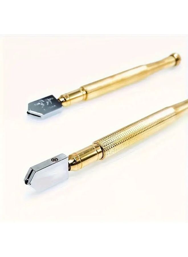 Golden Steel Diamond Glass Cutter Manual Tile And Mirror Cutting Tool 1pc - Image 2