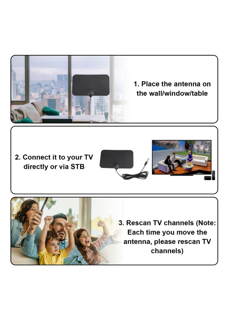 Excefore Indoor TV Aerial, High Definition 4K Digital TV Antenna, with 50+ Miles Range 360°Reception, Clear Picture & Sound, 3.6Meter Coax HDTV Cable, for Local Channels and Freeview TV with Signal Booster  - Image 3