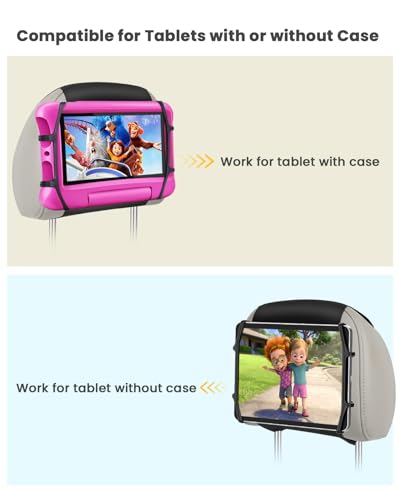 WONNIE Car Tablet Holder, Upgraded iPad Holders for Car Mount Headrest, iPad Mount Back Seat for Kids with Anti-Slip Strap, Silicone Holding Net/Fits All 7-12.9'' Tablets, 2 Pack - Image 5