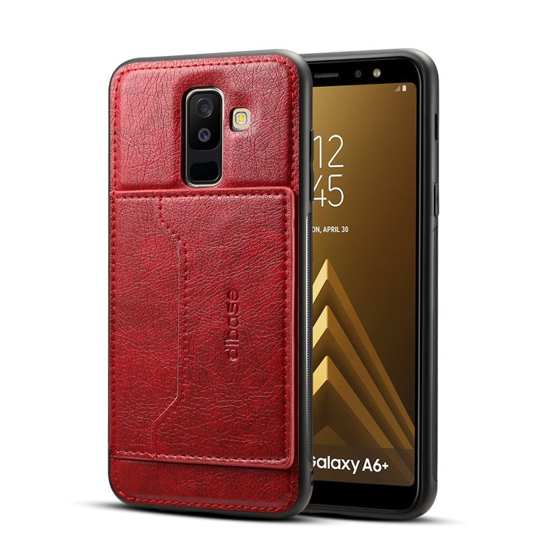 Generic (Unbranded) For Samsung A6 Plus 2018 Phone Holder Protective Cover with Card Pocket red - Image 2
