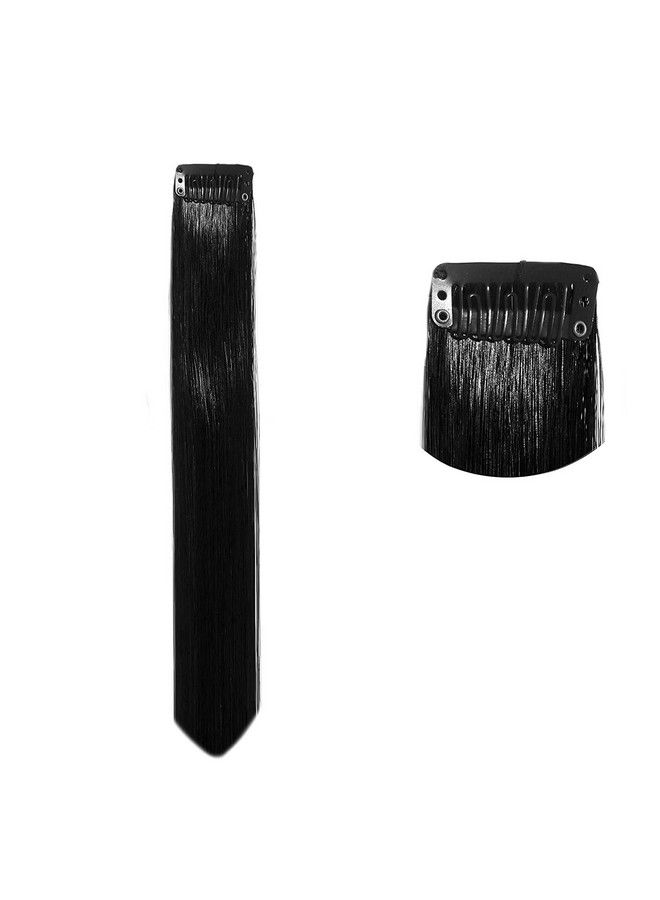 Rapidsflow Straight Colored Hair Streak/Hair Extensions For Women And Girls Real Hair For Highlighting (Set Of 4 Pc) (Black) - Image 4