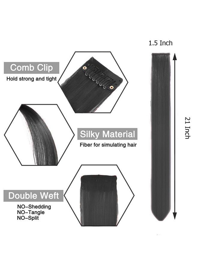 Rapidsflow Straight Colored Hair Streak/Hair Extensions For Women And Girls Real Hair For Highlighting (Set Of 4 Pc) (Black) - Image 3